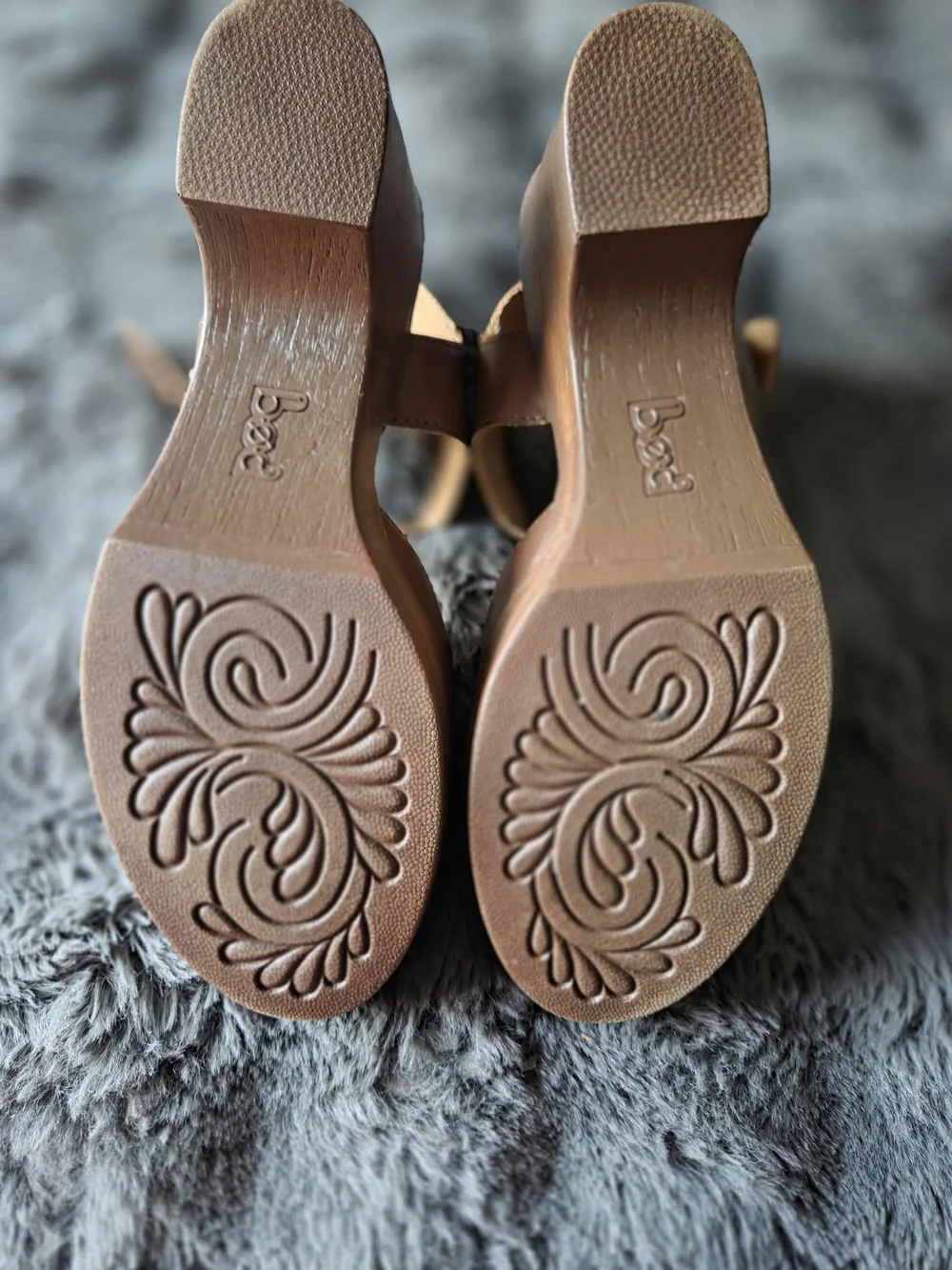 Bprn Brown Leather Platform Sandal with Buckle